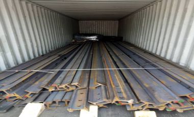 A55 rails are waiting at the harbor for delivery to the America